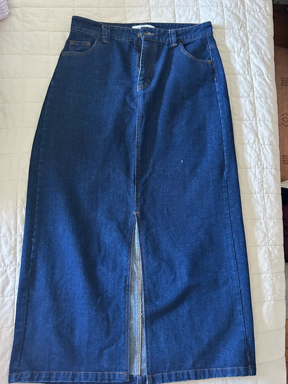 Petal and Pup Dark Denim Midi Skirt 6